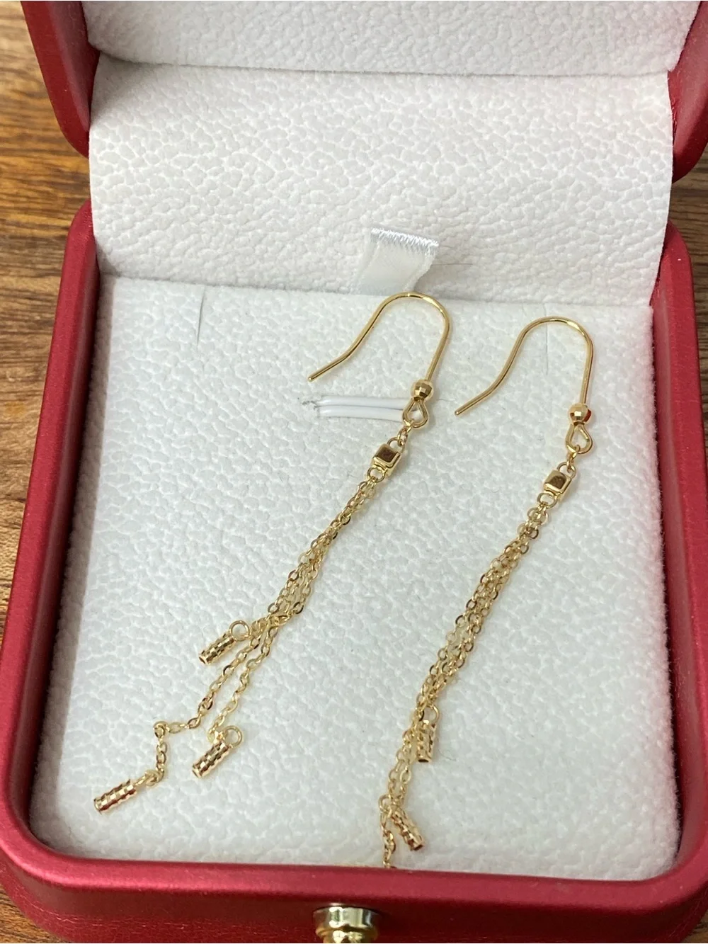 18K Yellow Gold Bar Danlging Earrings